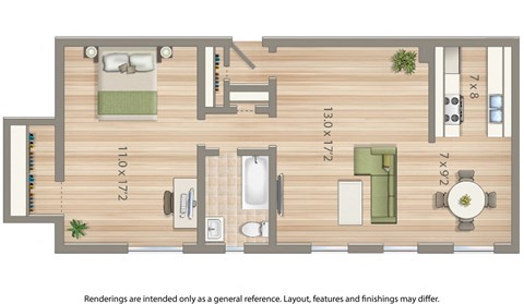 2800 woodley 1 bedroom apartment rendering in washington dc